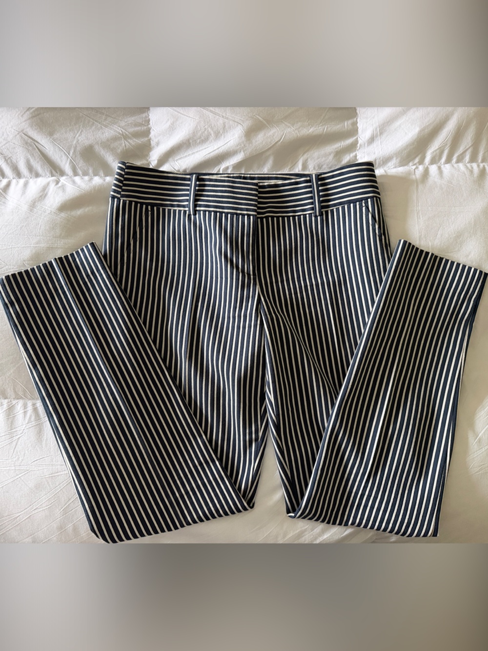 Ann Taylor Navy and White Striped Trousers